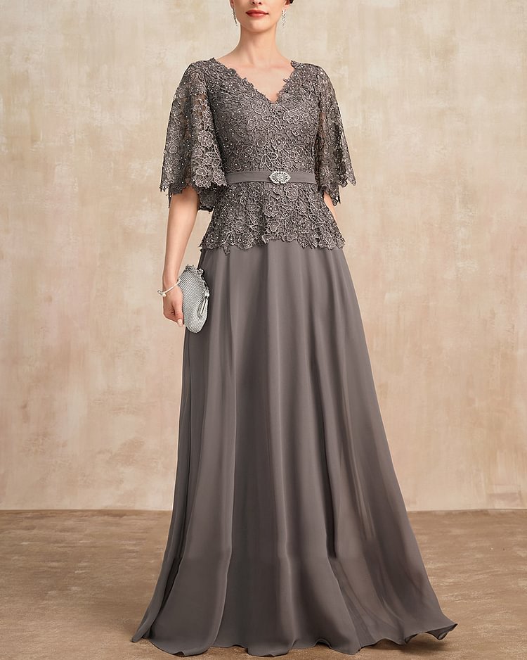 floral lace V-neck dress