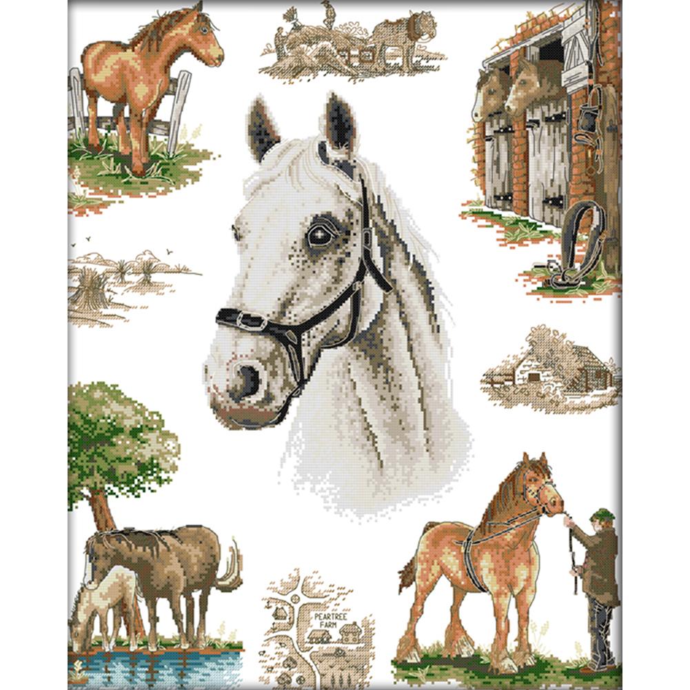 

Horse Home - 14CT Stamped Cross Stitch - 46*55cm, 501 Original