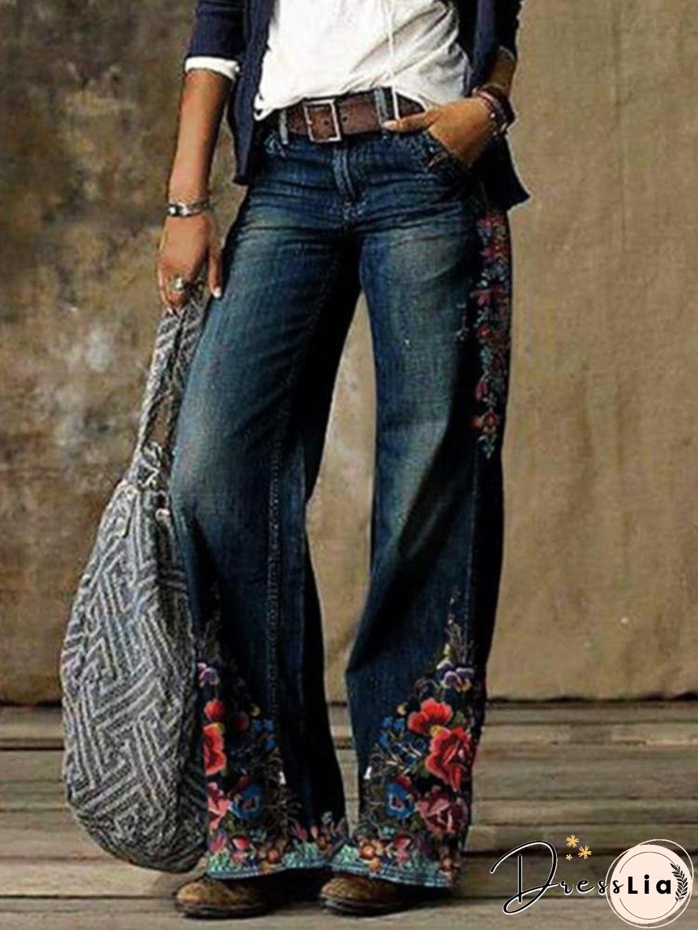 Casual Thin Printed Jeans Pants