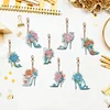8pcs Flower High Heels DIY Diamond Painting Double Sided Keychains