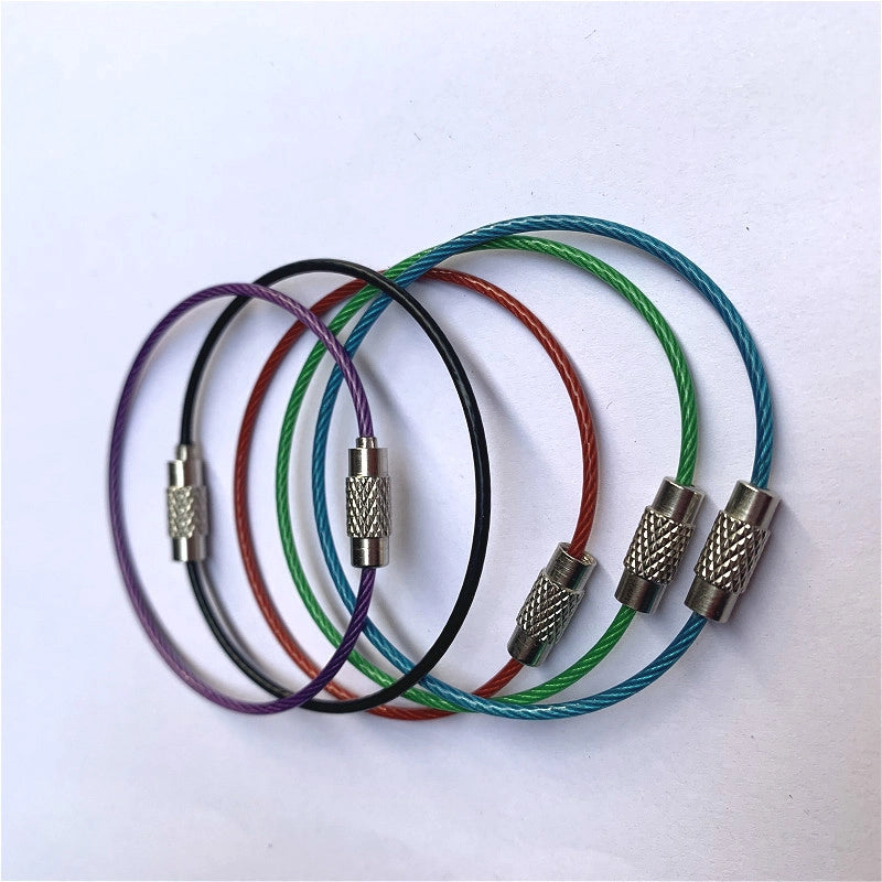 20 Pieces Factory Direct Rubber Coated Steel Wire Rope Color Wire Ring Tag Key Chain Luggage Tag Key Ring4
