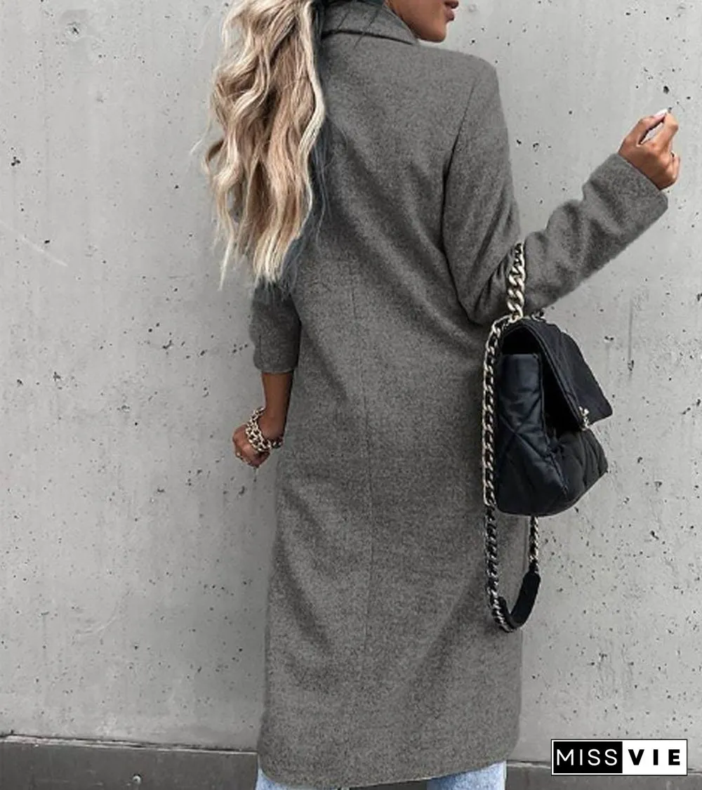 Autumn and Winter Long Suit Collar Woolen Coat Coat Coat