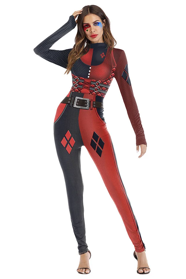 Women's Deadpool Bodysuit Halloween Costume Black-elleschic