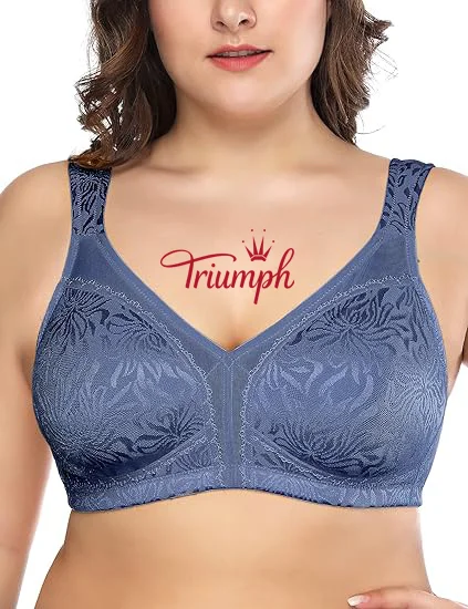 Triumph - Pack de 3 🔥Soutien feminino confort&aacute;vel, sem aro, retr&aacute;til, cobertura total, tamanho grande