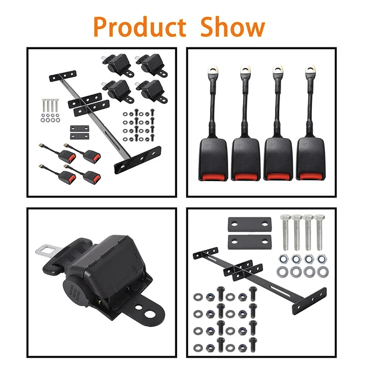 Silscvtt Golf Cart Retractable 42 Seat Belts with Belt Bracket Kit Replacement for Yamaha Club Car DS Precedent EZGO TXT RXV