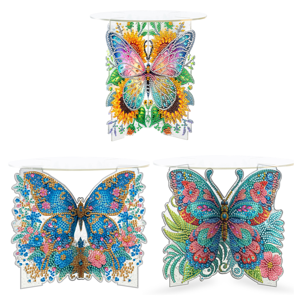 Acrylic Butterfly Round Flower Pot Riser Potted Plant Holder Rack for ...