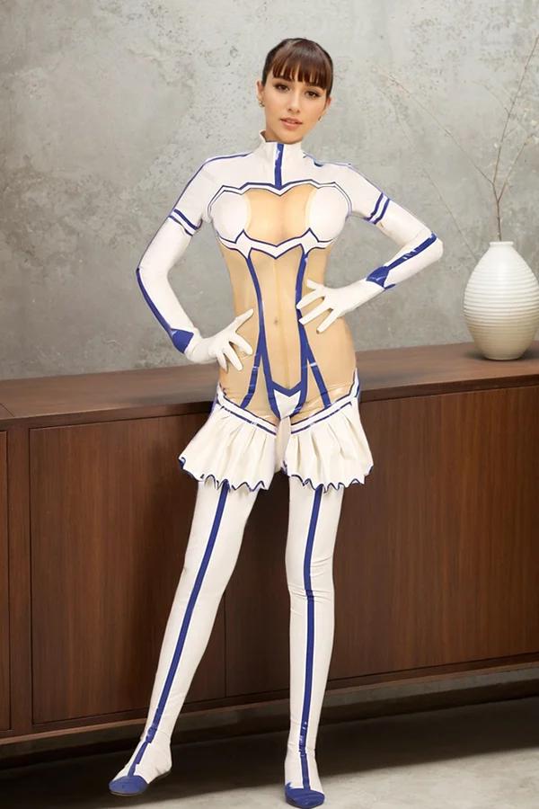 Women Latex Catsuits Satsuki Catsuit Costume Transparent & White | Futuristic & Girly cosplay