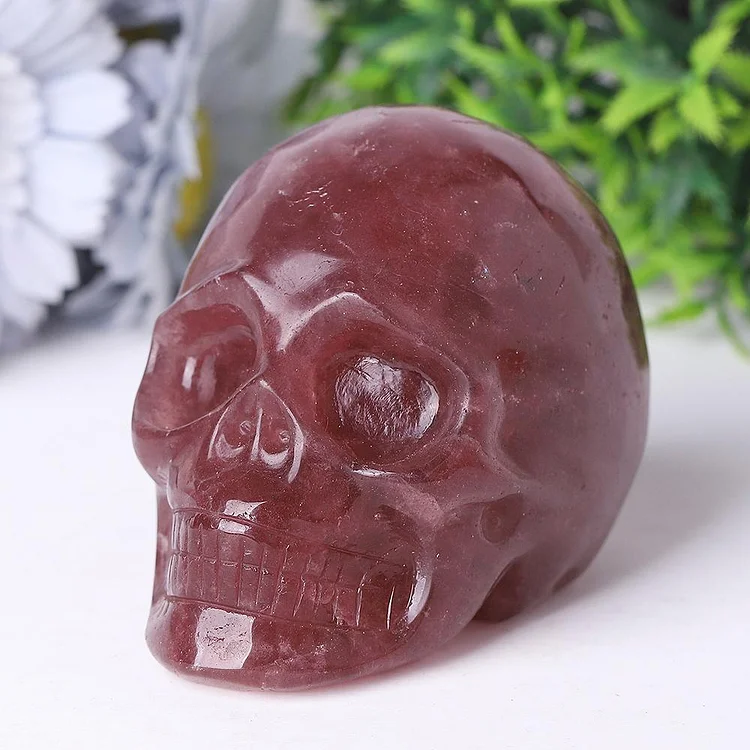 Strawberry Quartz Crystal Skull Carvings