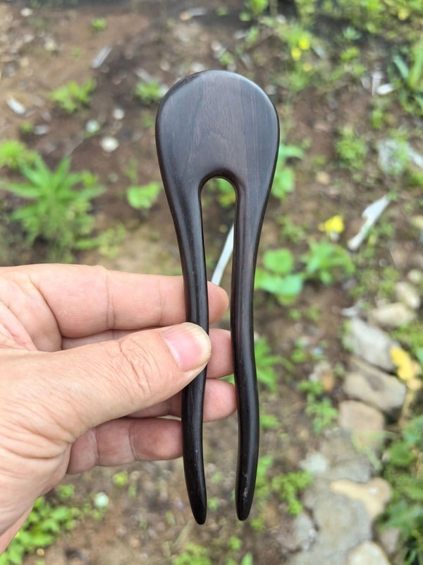 U-shaped Double Hairpin Handmade Sandalwood Hairpin Plate Headdress Simple Modern Wood Hairpin Chinese Clothing Antique Accessories Hairpin