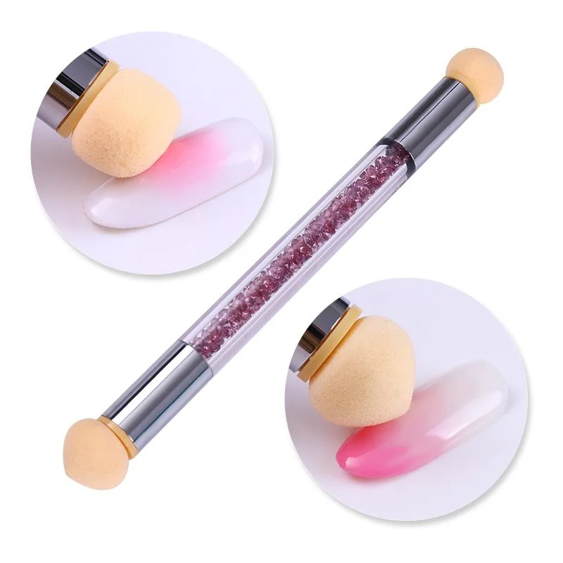 5Pcs Round Replaceable Sponge Heads Shading Pen Dotting Brush Sponge Head Rhinestone Handle Nail Art Brush Nail Painting Tools-Nail Inspo