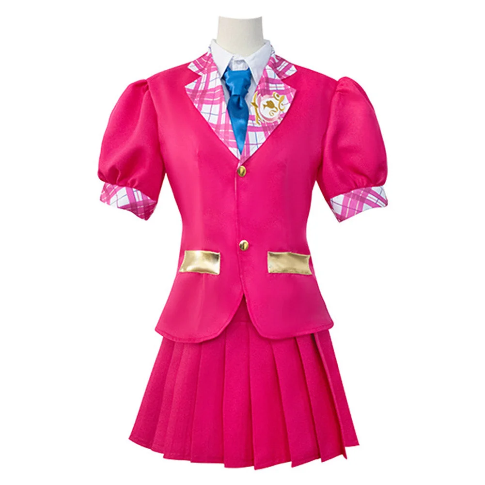 Movie Barbie:Princess Charm School Sophia Outfits Pink School Uniform Halloween Carnival Suit Adult Cosplay Costume