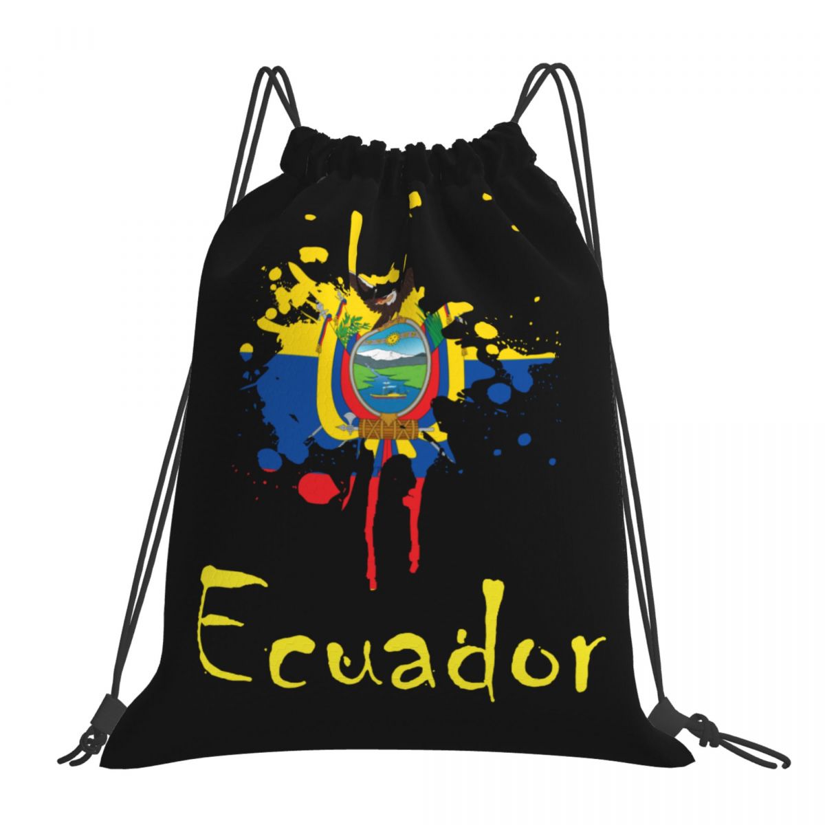 Ecuador Ink Spatter Foldable Sports Gym Drawstring Bag