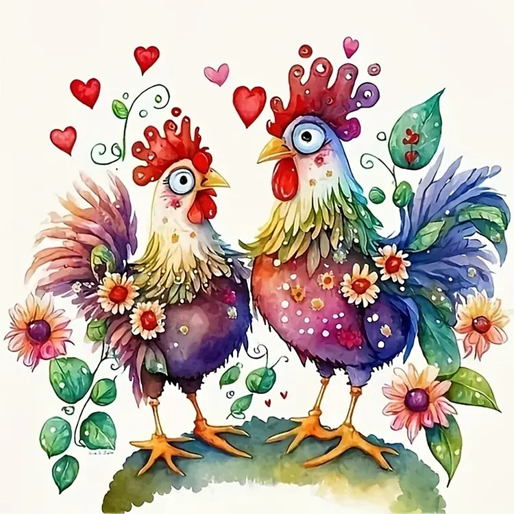 Funny Chicken 40*40CM (Canvas) Full Round Drill Diamond Painting gbfke