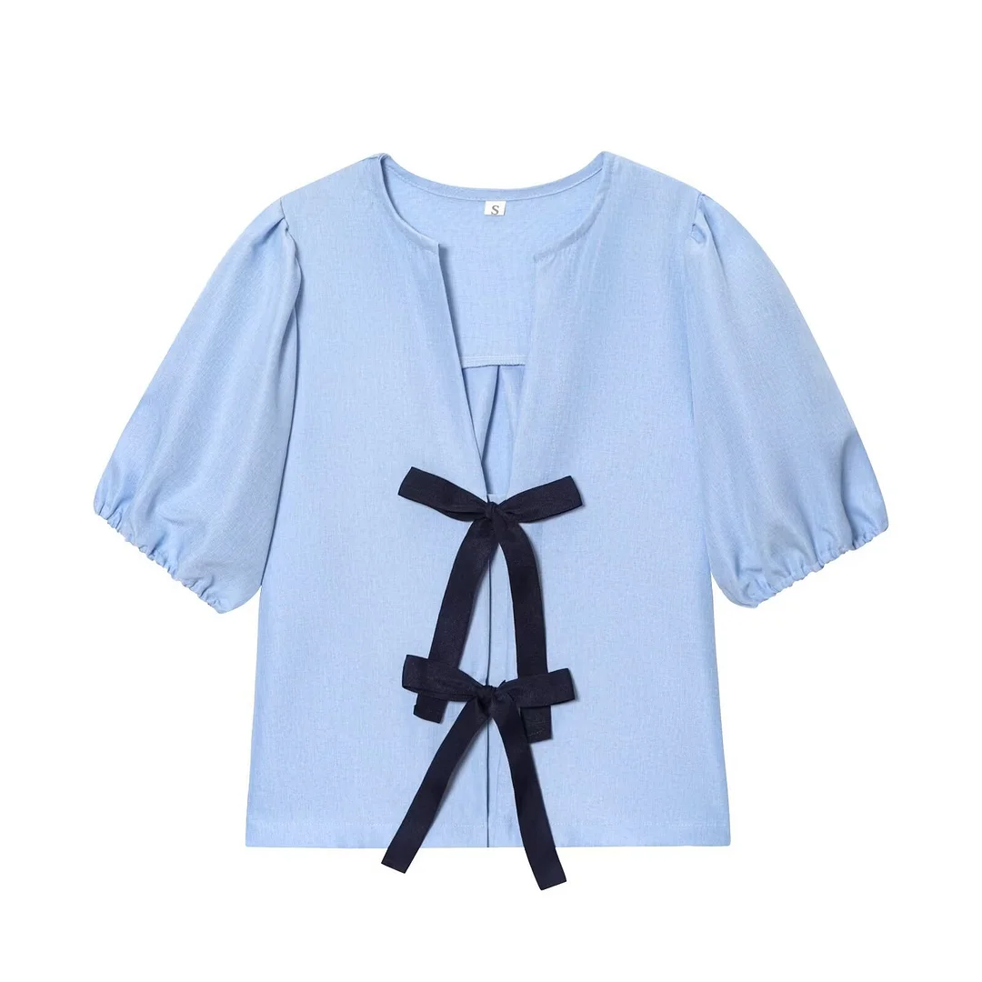 Nigikala Nigikala Spring New Women's Street Fashion Cotton Bow Tie With Striped Hoodie 1165057