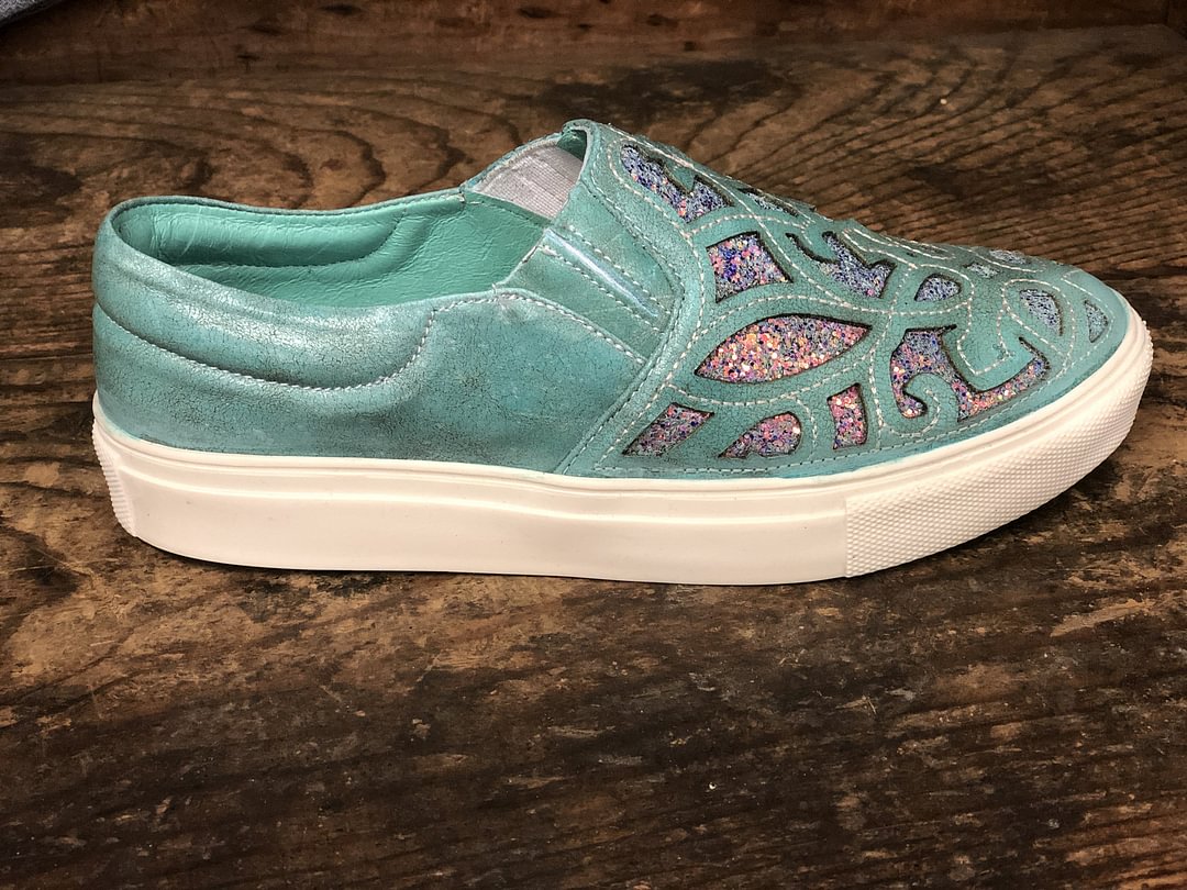 Corral Women�s Turquoise &amp; Glitter Inlay Slip On Casual
