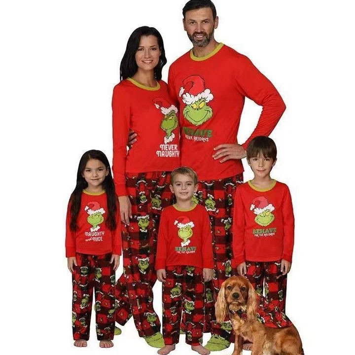 Merry Christmas Cartoon Print Matching Family Pajama Sets