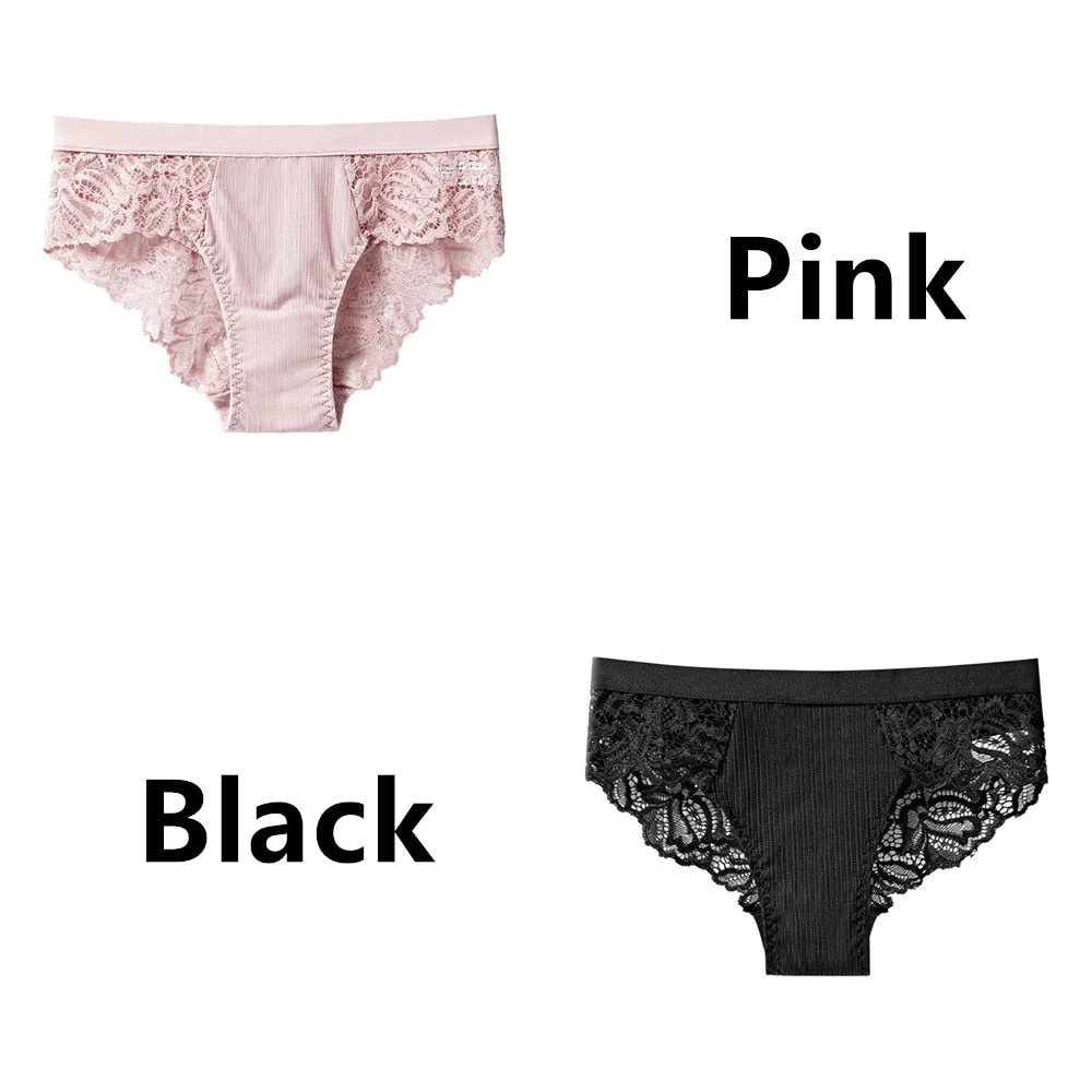 2Pcs/Lot Women's Invisible Underwear Panties Intimate Briefs For Women Sexy Transparent Floral Lace Panties Seamless Panty New