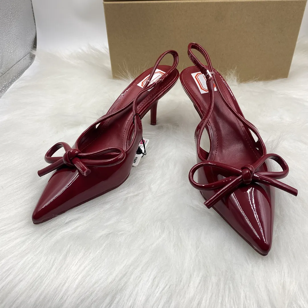 Breakj Breakj Spring New Pointed Bow Temperament High Heel Shoes Fashion After The Empty Single Shoe Woman