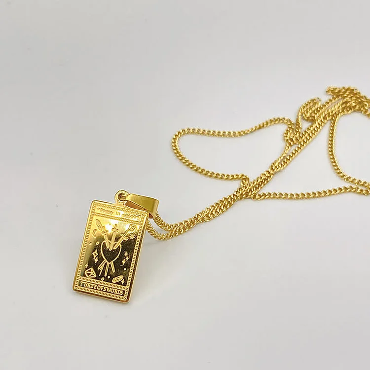 Tarot Card Carve Alloy Necklace