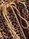 Leopard Print Lace Split-Joint Spaghetti-Neck Maxi Dress