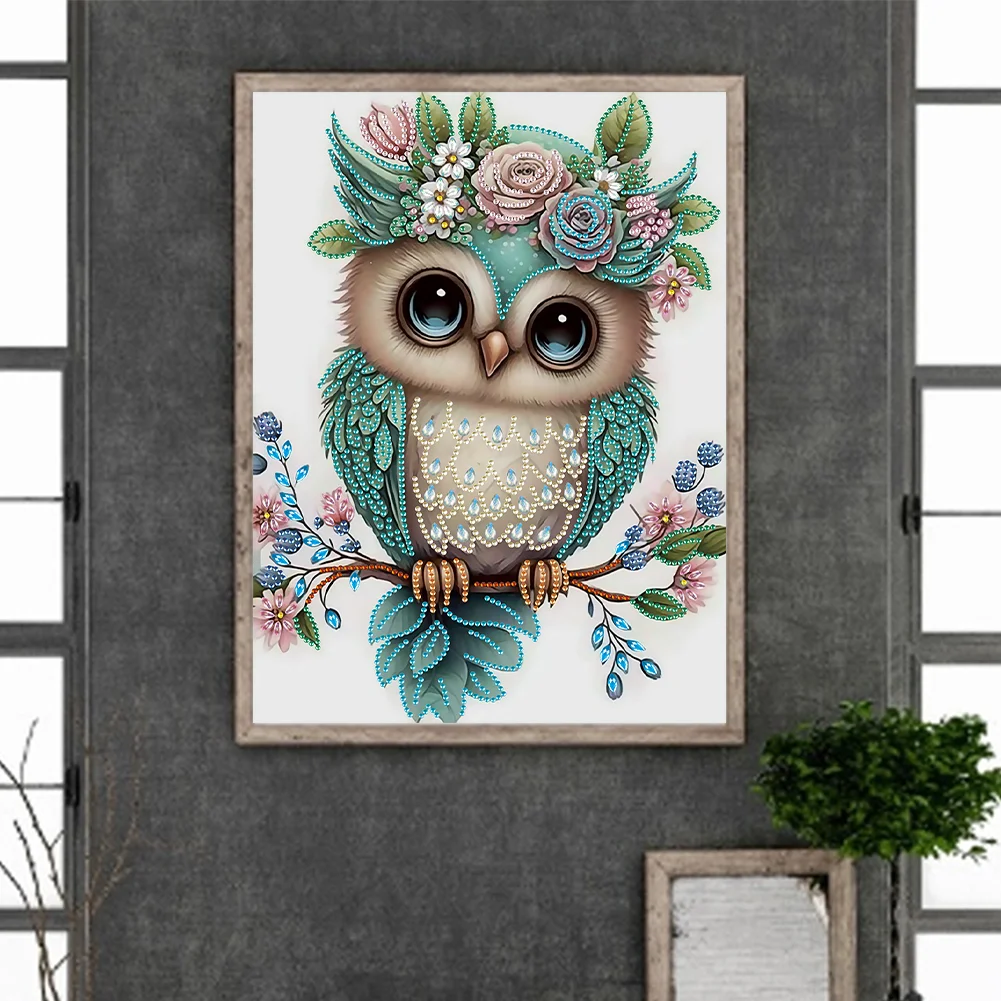 Diamond Painting - Partial Special Shaped Drill - Owl(Canvas|30*40cm)