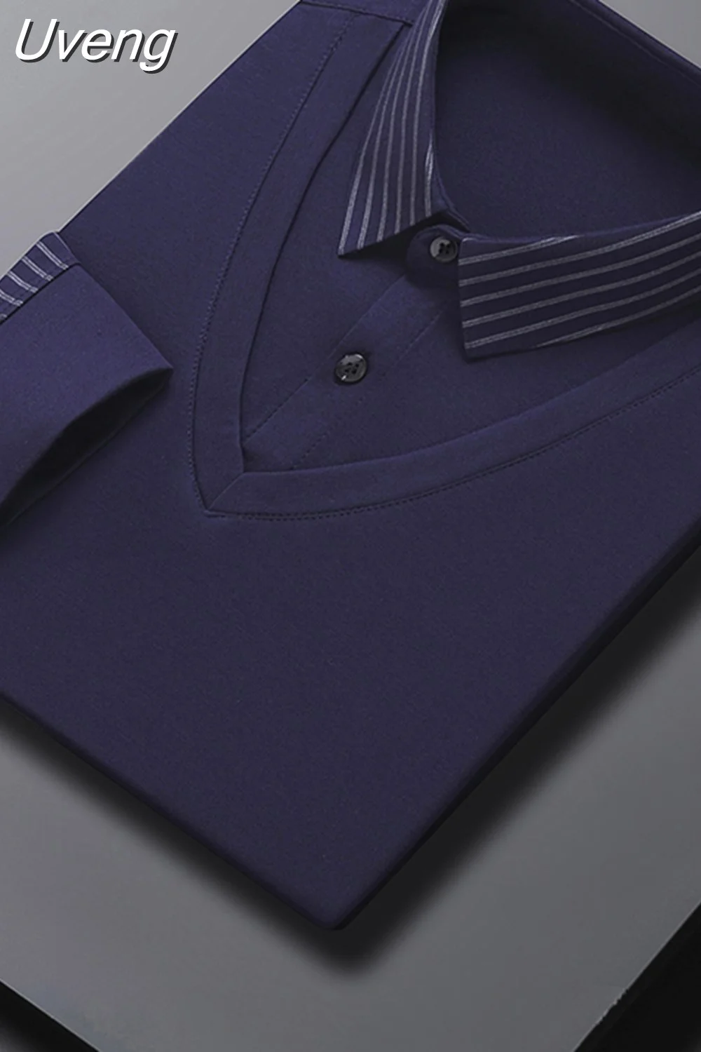 Uveng Colors 2025 New Arrival Men's Casual Classic Polo Shirts Men Business Slim Fit Long Sleeve Polos Brand Men's Clothing 413-0