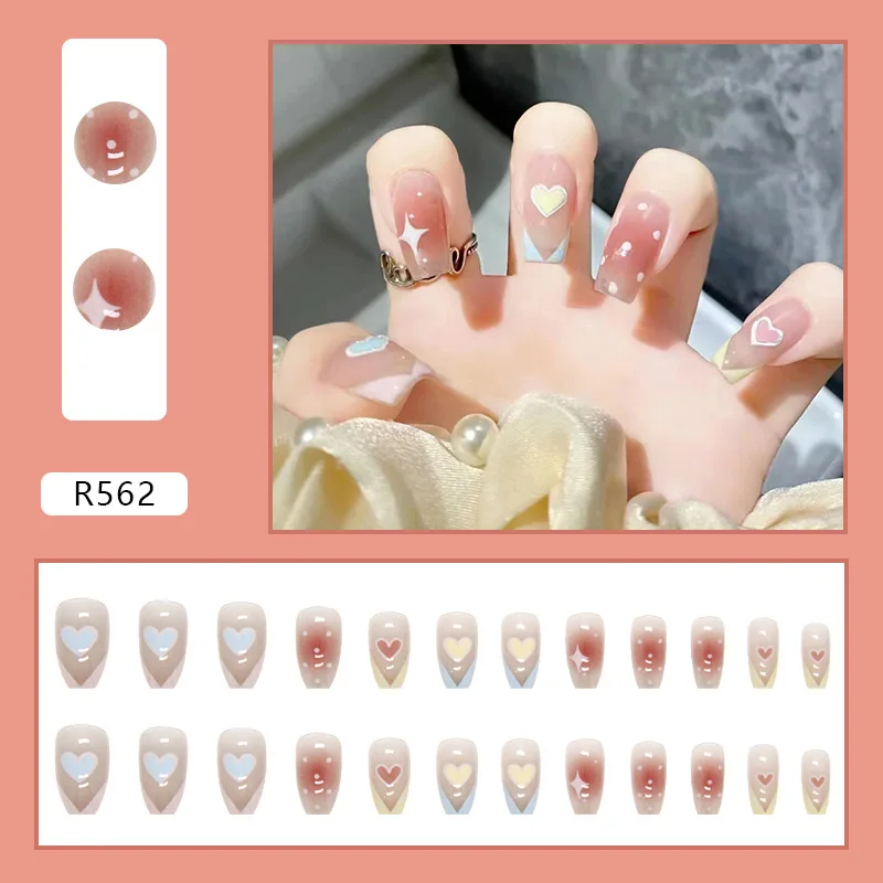 Cnneeds Pink Gradient Coffin Nails – Glossy Press On Nails for Women  