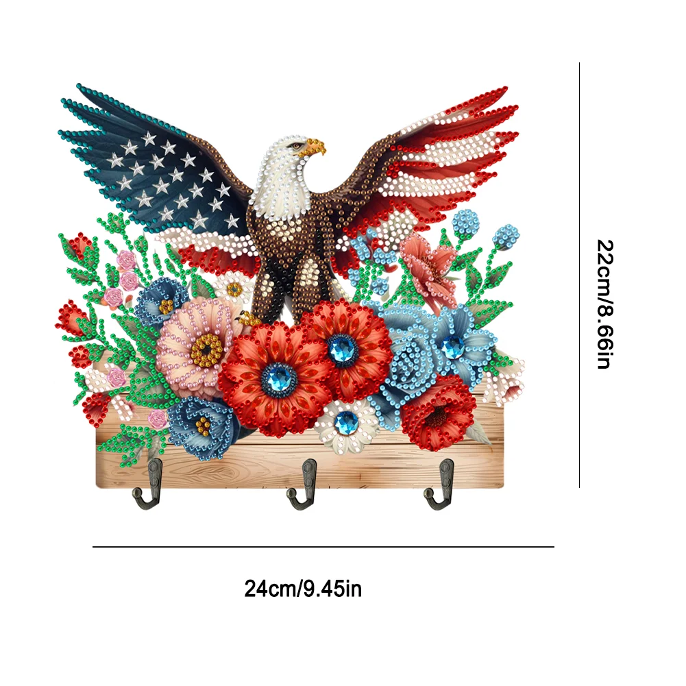 DIY Flower Eagle Wooden Diamond Painting Hanging Hooks for Beginners Adults(24*22cm)