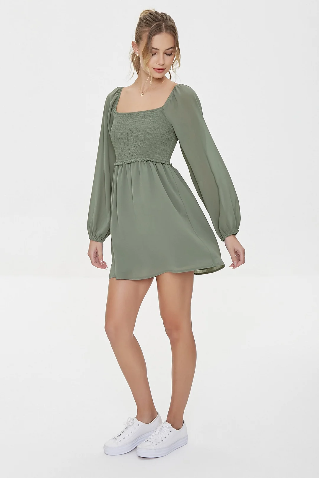 Chiffon Smocked Mini Dress