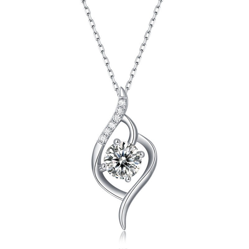 Silver 925 1ct  Moissanite Heart Pendant Necklace for Women Fine Jewelry  Pass Diamond Tester