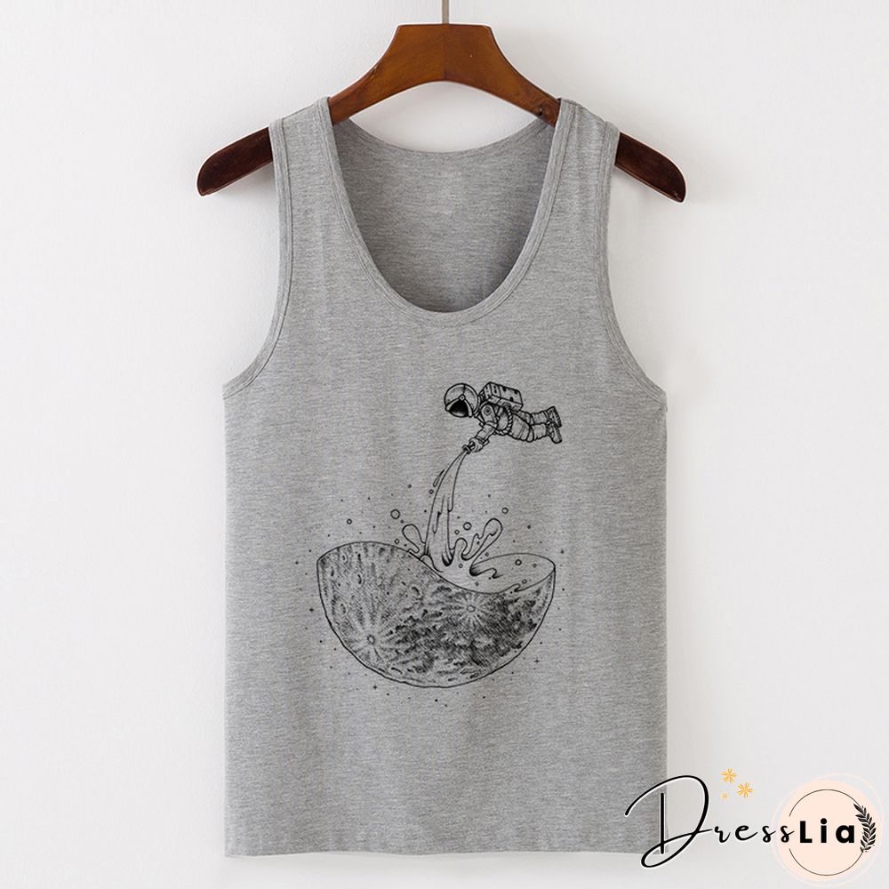 Womens Sexy Vest Tank Tops T-Shirt Summer Camisole Universe Print Fashion Streetwear