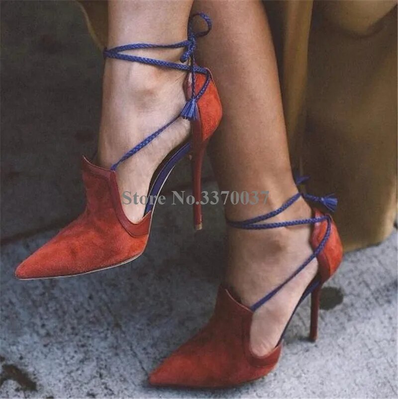 VCSHOES Women Pointed Toe Suede Leather Stiletto Heel Pumps Cut-out High Heels Formal Dress Heels Shoes