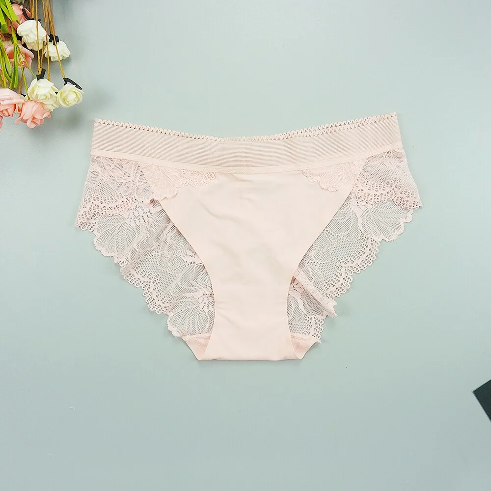 Billionm Sexy Women's Seamless Underpants Lace Female Underwear Briefs Hollow Out See Through Pants Wholesale Lots Bulk