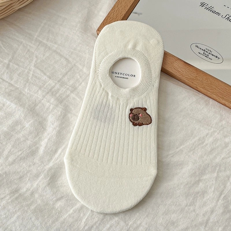 Socks Women’s Mid-tube Socks Cotton Socks Spring And Summer Sweat-absorbent Sports Cotton Socks White Women’s Socks Embroidered Kabibala Tide Socks