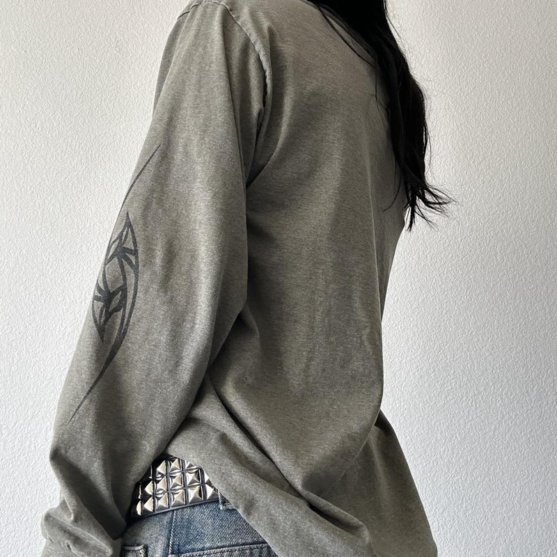 Aonga Punk Style Dark Academia Dragon Print Pullovers Tops Women Men Grunge Baggy T-shirts Vintage Mall Goth Y2K Cyber Loose Fit Tees aonga