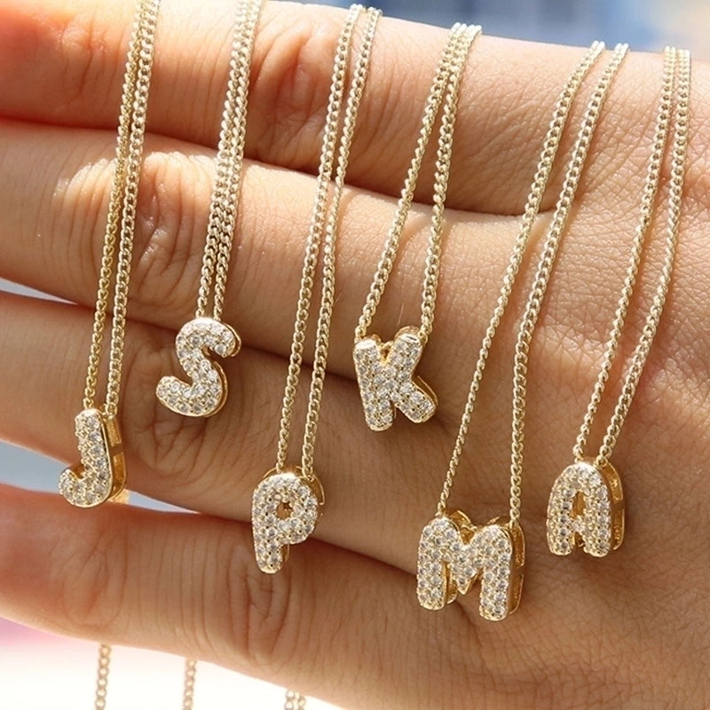 1 Piece Copper Zircon Letter Jewelry Accessories Pendant Chain