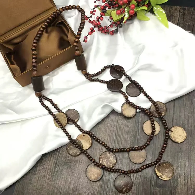Vintage Wooden Hypoallergenic Pullover Necklace