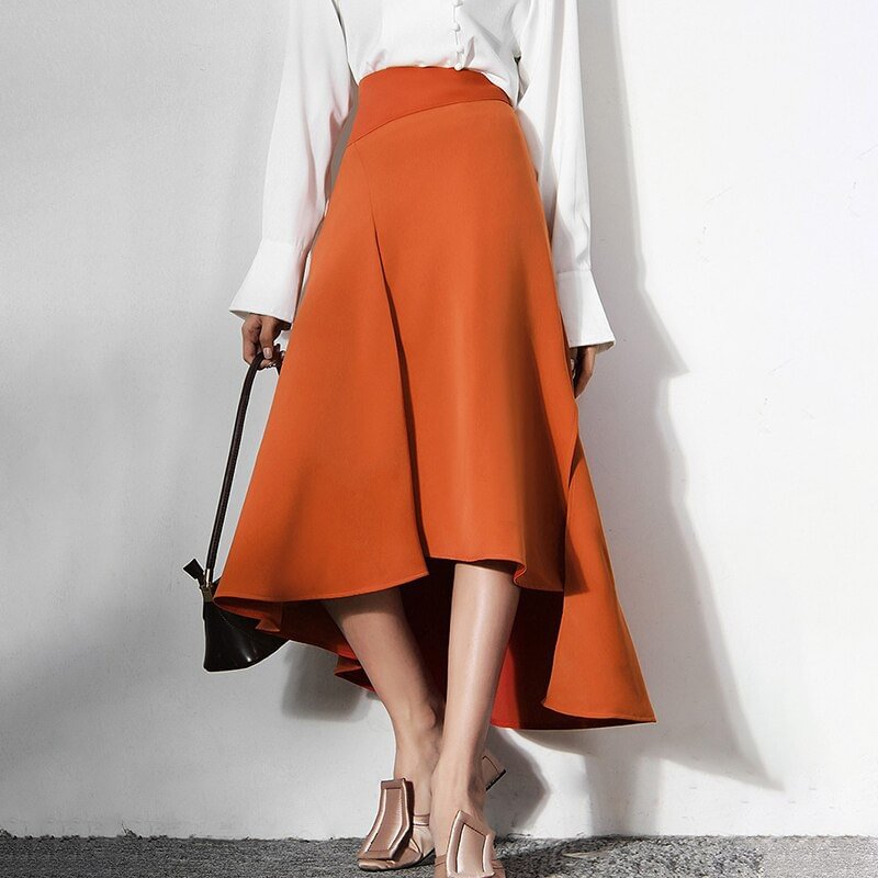 Ueong Irregular Folds Patchwork Skirt Female High Waist Asymmetrical Temperament Fashion Skirts For Women Autumn 2022 New