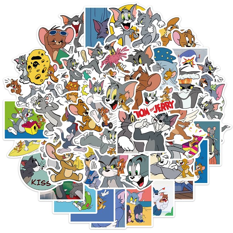 Cartoon Tom and Jerry Love cheese Kawaii Portrait sticker set of 50