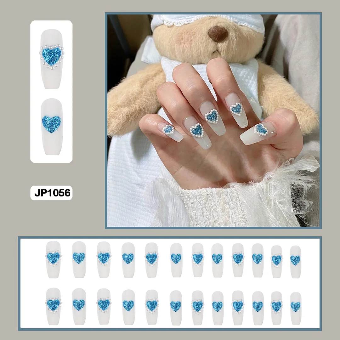 Butterfly Lovely Girl Nail Art Wearable Press On Fake Nails Tips With Glue And Sticker 24pcs/box With Wearing Tools As Gift-Nail Inspo