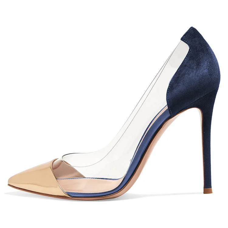 Gold and hotsell navy blue heels