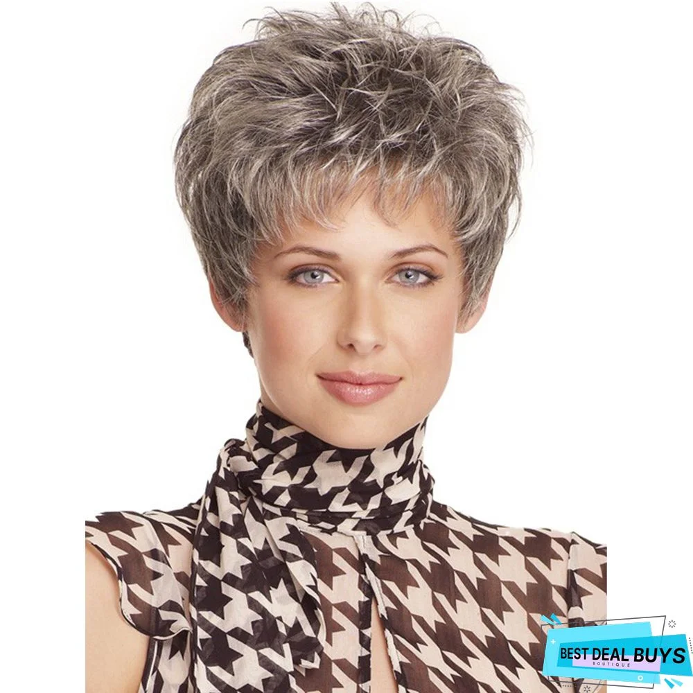 New Fashion Wig Qi Liu Hai Mixed Color Short Hair Cover