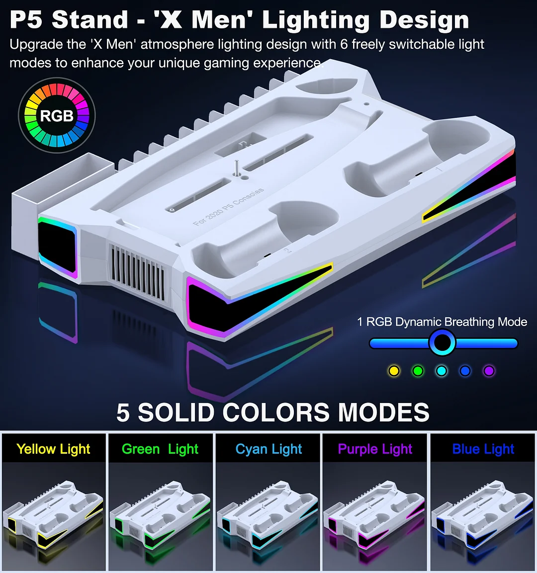 复制PS5 Stand Cooling Station for 2023 PS5 Slim,DinoFire Dual Fast PS5 Controller Charging Station,PS5 Accessories for Sony 2020 PS5 Digital/Disc Console