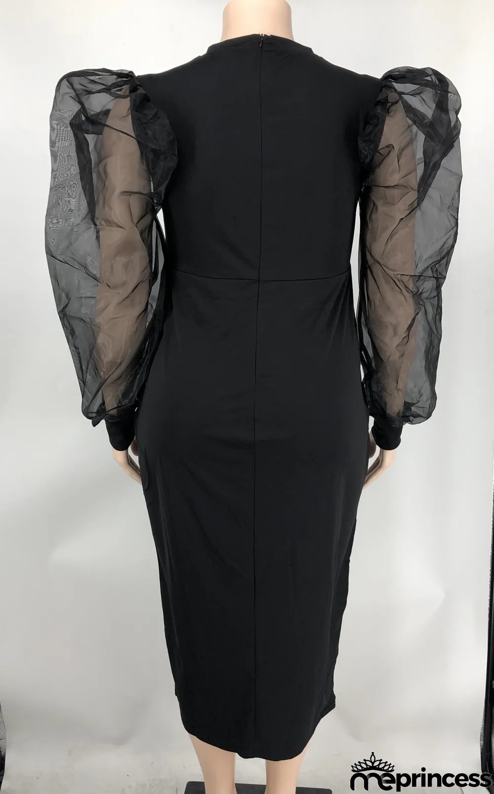 Solid Yarn Sleeves V-Neck Plus Size Long Dress