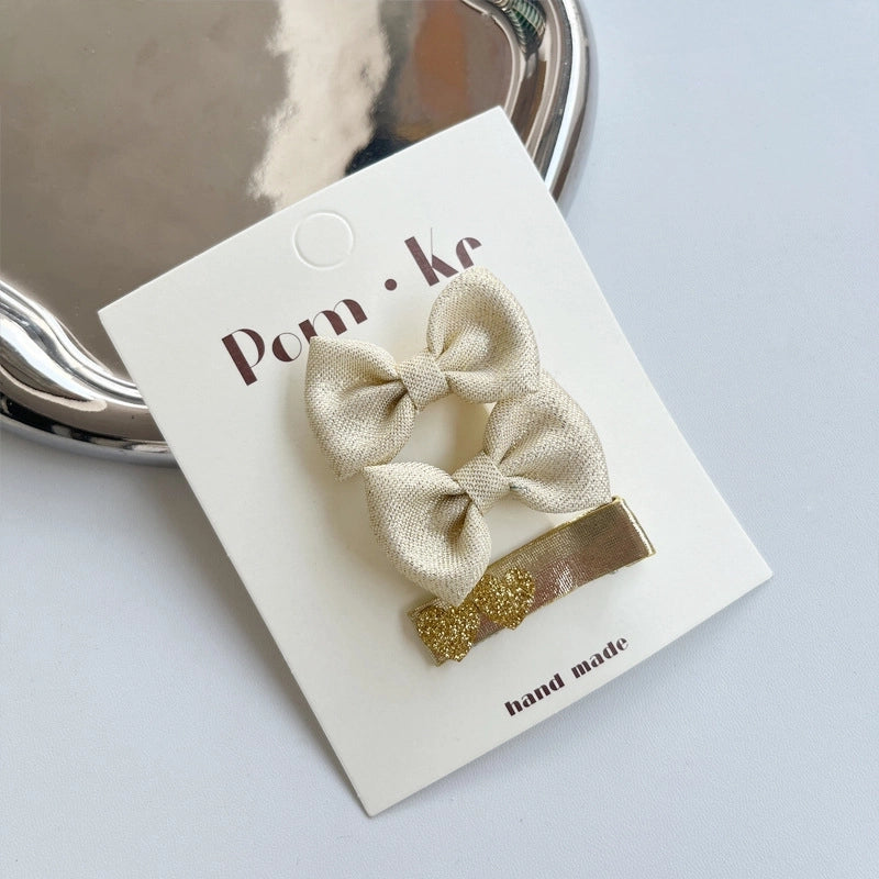 Cute Kid’S Heart Shape Bow Knot Leather Sequins Hair Clip