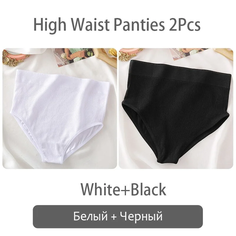 FINETOO Women High Waist Panties 2Pcs/set Seamless Shaper Underpants S-XL Girl Underwear Ladies Control Tummy Panty Lingerie New