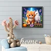 Perroquet blanc chat orange - perçage rond peinture diamant - 30*30cm