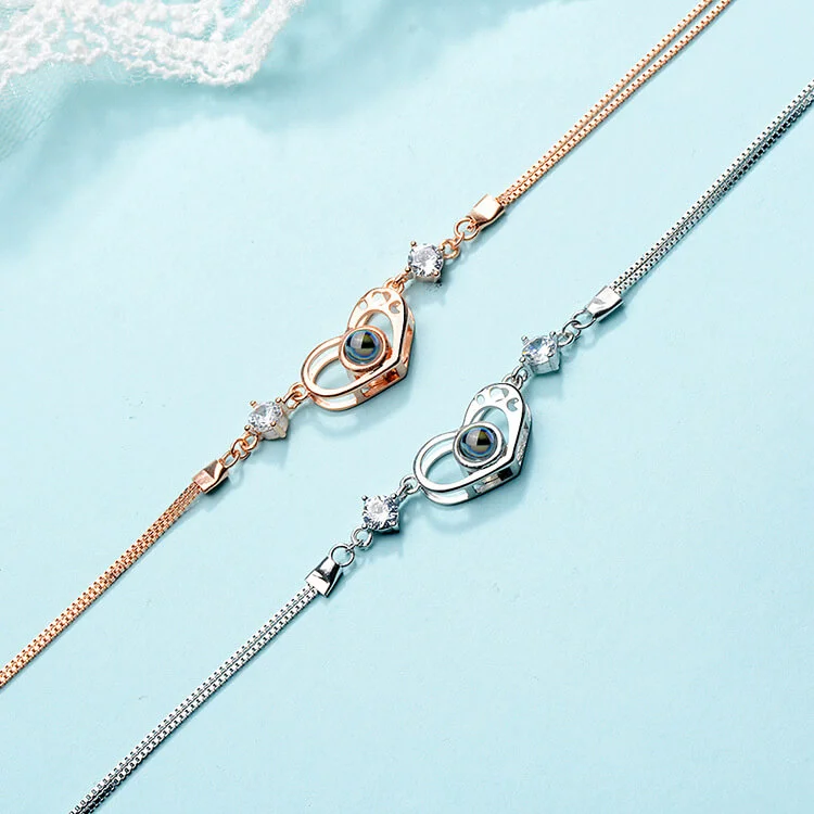 Custom Color Photo  Love Heart Projection Bracelet