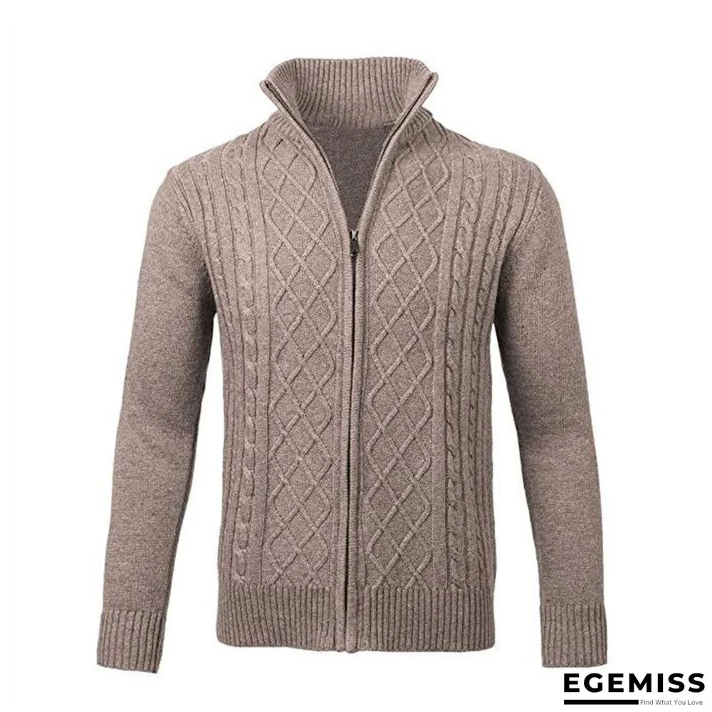 Men's Sweater Coat Solid Color Zipper Turtleneck Long Sleeve | EGEMISS