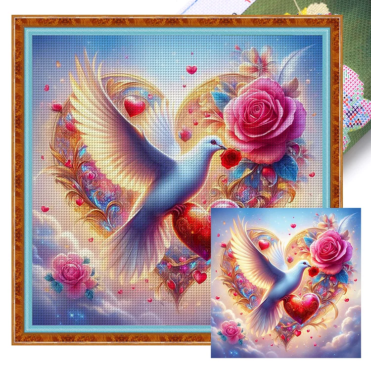 Love Roses And Doves (40*40cm) 11CT Stamped Cross Stitch gbfke